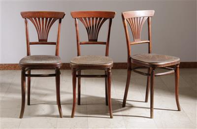 3 Bugholzsessel Nr. 221, Fa. Thonet, Wien, Entwurf 1898 - Arte e antiquariato