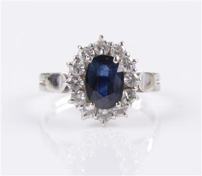 Brillant Saphirring Brillanten zus. ca. 0,60 ct - Jewellery and watches