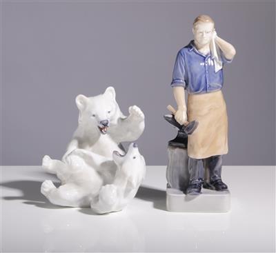 Schmied, Kämpfende Eisbären, Porzellanmanufaktur Royal Copenhagen, Dänemark, 20. Jahrhundert - Antiques and art