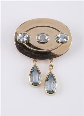 Diamant Aquamarin Anhänger/ Brosche - Jewellery and watches