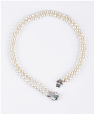 Brillant Diamant Smaragd Kulturperlenhalskette - Jewellery and watches