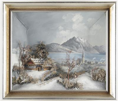 Diorama: Winterliches Altmünster am Traunsee, um 1930 - Antiquitäten, Möbel & Teppiche