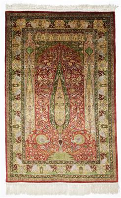 Täbriz Seidenteppich (Zypressen Design), ca. 172 x 113 cm, Nordwestpersien (Iran), Ende 20. Jahrhundert - Antiquitäten, Möbel & Teppiche