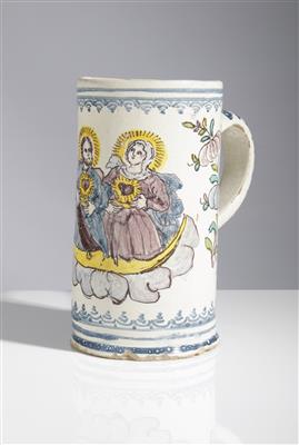 Walzenkrug "Herz Jesu und Mariä", Gmunden, Anfang 19. Jahrhundert - Antiquitäten, Möbel & Teppiche