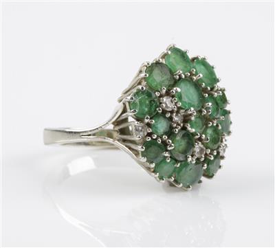 Smaragd Brillantring, Erzeugnis Fa. Drobny Linz - Jewellery and watches