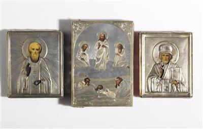 Drei russische Ikonen, Anfang 20. Jahrhundert - Antiques and art