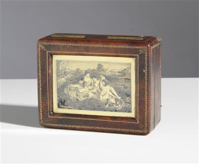 Schatulle - Humidor mit Eglomisebild, um 1900 - Kunst & Antiquitäten