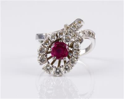Brillant Diamant Rubinring Brillanten zus. ca. 1,35 ct - Gioielli e orologi