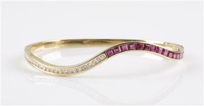 Brillant Rubin Armreif, Brillanten zus. ca. 0,55 ct - Jewellery and watches