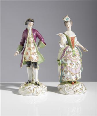 Elegantes Figurenpaar in barocker Kleidung, um 1900 - Kunst, Antiquitäten & Weihnachtskrippen