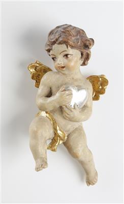 Fliegender Engel mit Herz im Barockstil, 20. Jahrhundert - Umění a starožitnosti