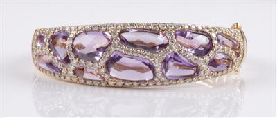 Brillant Amethystarmreif Brillanten zus. 3,77 ct - Schmuck & Uhren