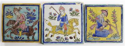 Drei persische Wandfliesen - Tegel, 19. Jahrhundert - Kunst & Antiquitäten