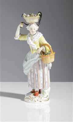 Marktfrau mit Blumenkörben, Entwurf Peter Reinicke um 1753, Porzellanmanufaktur Meissen - Umění a starožitnosti