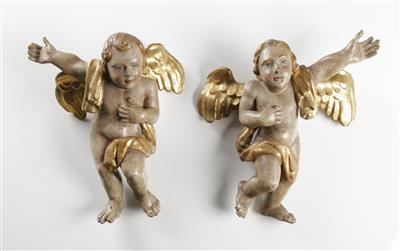 Paar barocke fliegende Engel, 18. Jahrhundert - Kunst & Antiquitäten