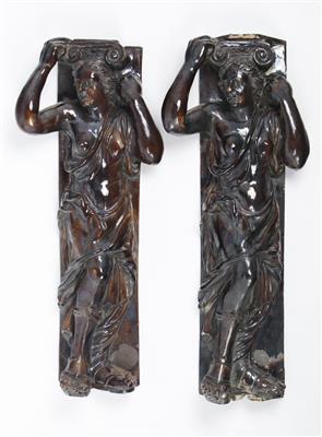 Paar Pilasterfiguren in Form von Karyatiden, um 1880 - Kunst & Antiquitäten