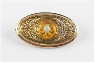 Kulturperlenbrosche um 1900 - Jewellery and watches