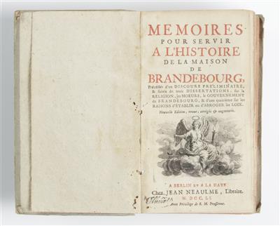 Buch: Friedrich II. von Preussen: Memoires pour servir a L'Histoire de la maison de Brandebourg,..., Berlin, 1751 - Antiques and art