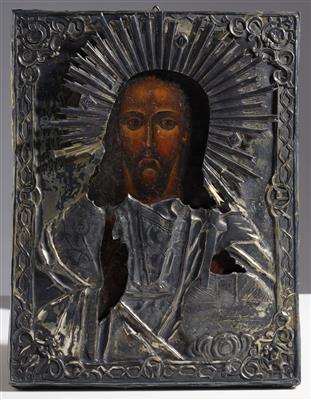 Russische Ikone "Christus als Pantokrator", Moskau, um 1860 - Kunst & Antiquitäten