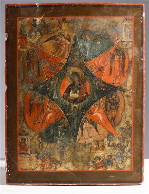 Russische Ikone "Gottesmutter im brennenden Dornbusch", 19. Jahrhundert - Kunst & Antiquitäten