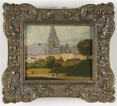 Miniatur-Bilderuhr "St. Stephan in Wien", um 1900 - Kunst, Antiquitäten & Teppiche