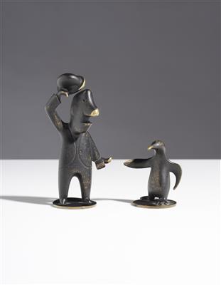 Mann mit Hut  &  Pinguin, Werkstätten Hagenauer, Wien - Arte e antiquariato