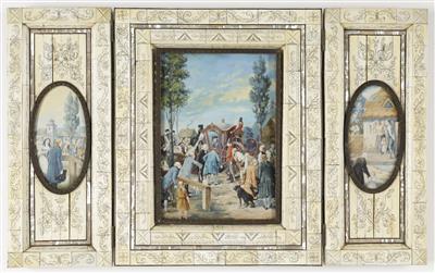 Triptychon "König Friedrich II. von Preussen vor den huldigenden Untertanen", Ende 19. Jahrhundert - Umění a starožitnosti