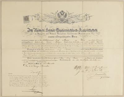 Urkunde: Austritt eines K. k. Offiziers aus der Österreichischen Armee, Wien, 1863 - Umění a starožitnosti