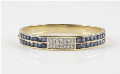 Brillant Saphirarmreif, Brillanten zus. ca. 0,65 ct - Jewellery and watches