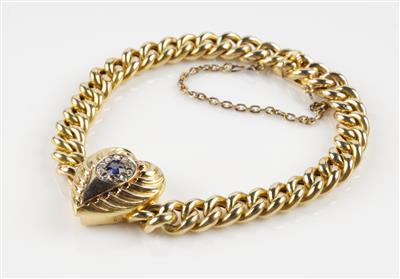 Diamantrauten Saphirarmkette um 1900 - Jewellery and watches