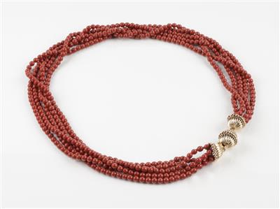 Korallenfärbige Schmuckstein Halskette - Jewellery and watches