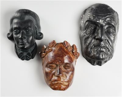 Drei Wandmasken der Komponisten Mozart, Bruckner und Beethoven, 20. Jahrhundert - Kunst & Antiquitäten