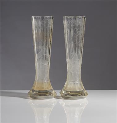 Paar Vasen mit jagdlichen Szenen, um 1900 - Antiques and art