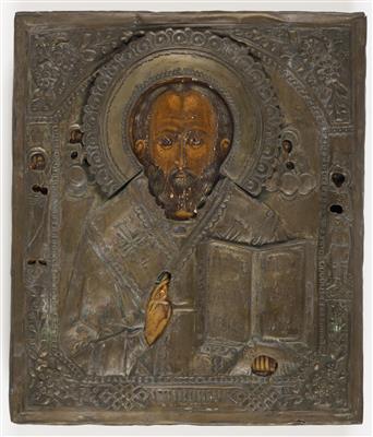 Russische Ikone "Christus Pantokrator", Ende 19. Jahrhundert - Arte e antiquariato