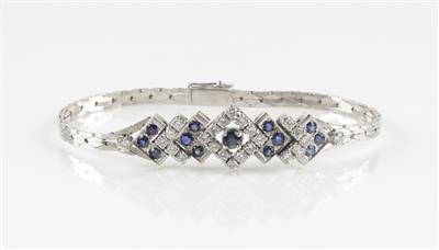 Brillant Saphirarmkette, Brillanten zus. ca. 1,15 ct - Klenoty a Hodinky