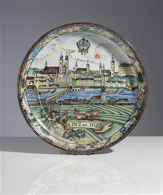 Wandteller - Schale "Linz um 1740", Schleiss Gmunden, Mitte 20. Jahrhundert - Arte e antiquariato