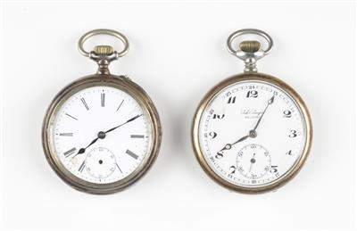 2 Taschenuhren 1 Durchzugskette um 1900 - Jewellery and watches