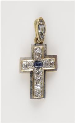 Altschliffdiamant Kreuzanhänger, zus. ca. 1,20 ct - Gioielli e orologi