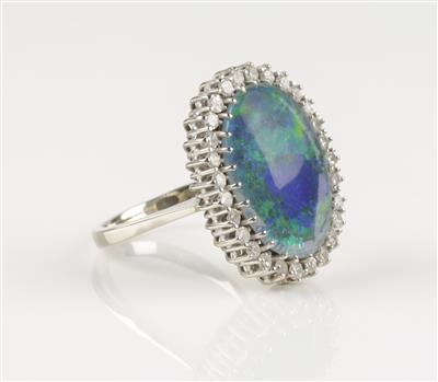 Opal Diamantring, Diamanten zus. ca. 0,55 ct - Jewellery and watches