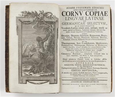 2 Bücher: Cornucopiae Linguae Latinae et Germanicae Selectum, Adam Friedrich Kirsch, 1796 - Umění a starožitnosti