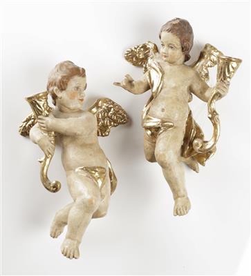 Paar fliegende Engel mit Füllhörnern im Barockstil, 20. Jahrhundert - Antiquitäten, Möbel & Teppiche