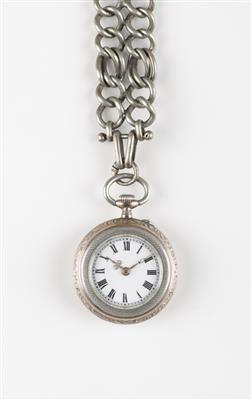 Taschenuhr mit Münzchatelain um 1900 - Schmuck und Uhren