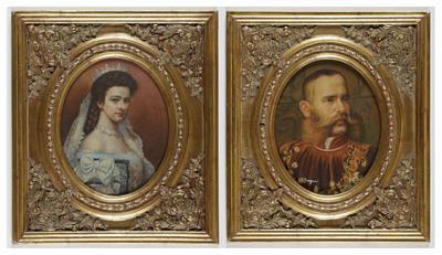 Paar Bildnisse des Kaiserpaares Franz Joseph I. und Elisabeth - Antiques and art