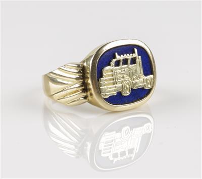Lapislazuli "Trucker Ring" Gold 585, - Schmuck & Uhren