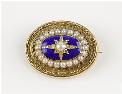 Diamantrauten Kuturperlenbrosche, 1 Drittel 20. Jahrhundert - Jewellery and watches