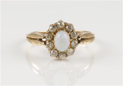 Altschliffbrillant Opalring um 1900 - Schmuck & Uhren