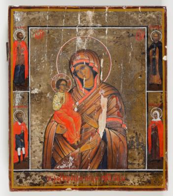 Russische Ikone "Gottesmutter von Troiensk", um 1900 - Antiquitäten, Möbel & Teppiche