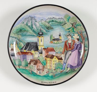 Schale "Gmunden am Traunsee", wohl Gmundner Werkstätte, Mitte 20. Jahrhundert - Antiquitäten, Möbel & Teppiche