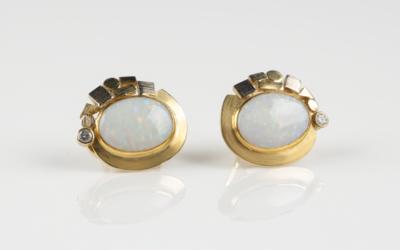 Opal-Brillant-Ohrsteckclipse zus. ca. 0,10 ct - Gioielli e orologi