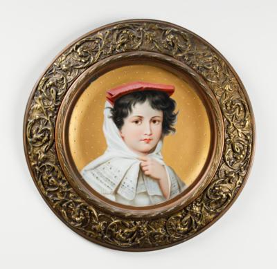 Porzellanbild "Damenbildnis", Deutsch, um 1880 - Kunst & Antiquitäten